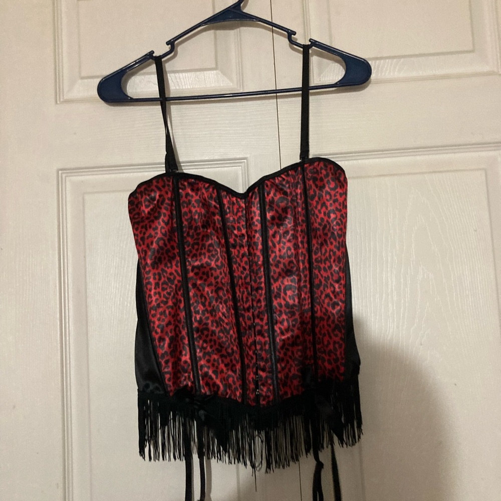 Red and Black Leopard Print Chemise S
